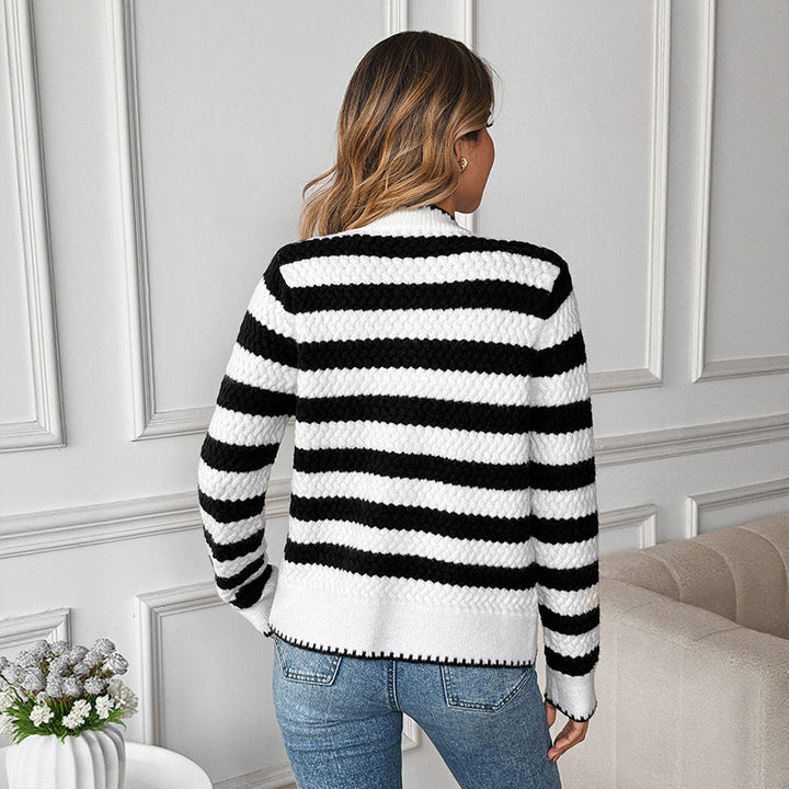 Damen Gemusterter Strickcardigan mit Knöpfen Drune
