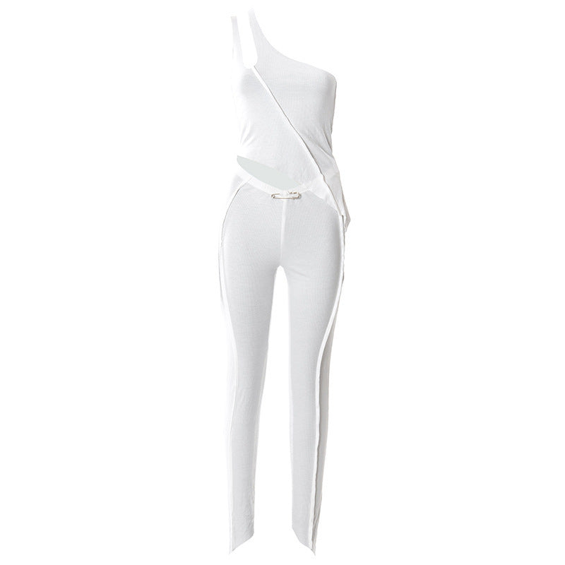 Damen asymmetrischer Jumpsuit mit modischem Cut-Out und eleganter Taillierung Drune