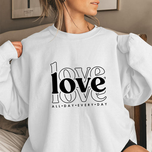 Damen Sweatshirt mit voluminösen Ärmeln und modernem Love-Print Drune