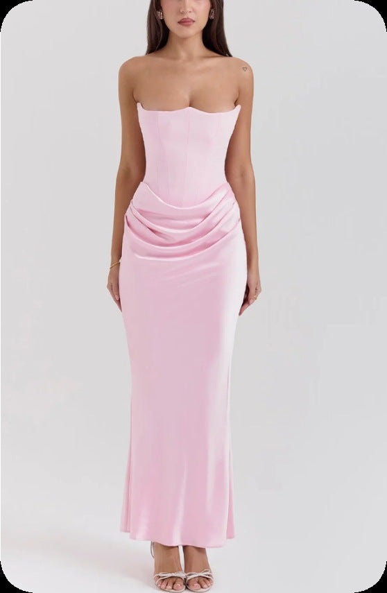 Damen elegantes, figurbetontes Abendkleid mit raffiniertem Taillendetail Drune