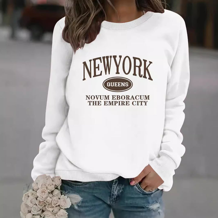 Damen Sweatshirt mit stylischem New Yorker Schriftzug Drune