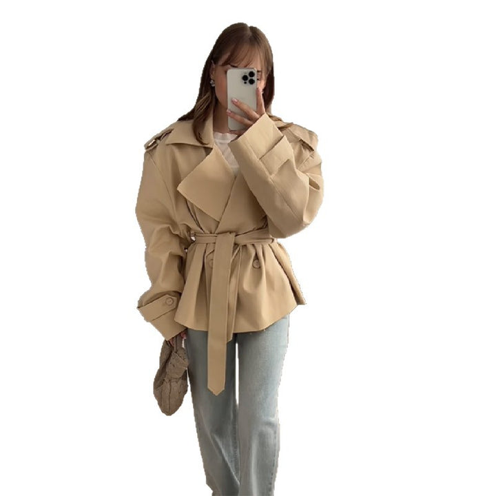 Damen Elegante oversized Trenchjacke mit Gürtel und strukturierten Ärmeln Drune