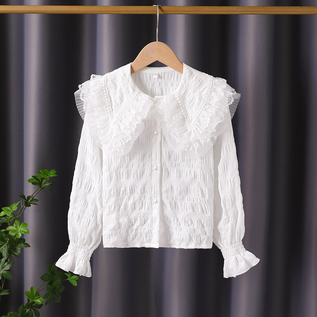 Damen Bluse mit voluminösem Rüschenkragen Drune