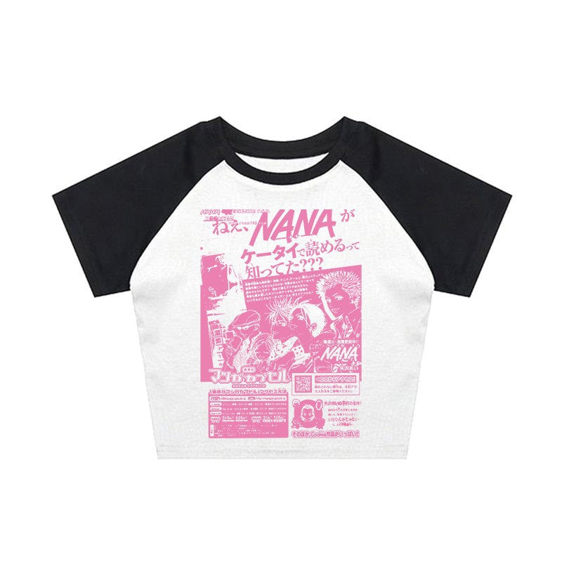 Damen Crop-Top mit kreativem grafischen Druck Drune