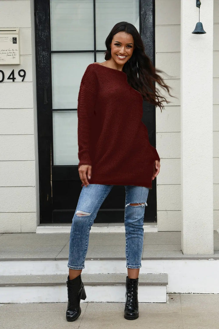 Damen Strickpullover mit weitem Schnitt und strukturierter Oberfläche Drune