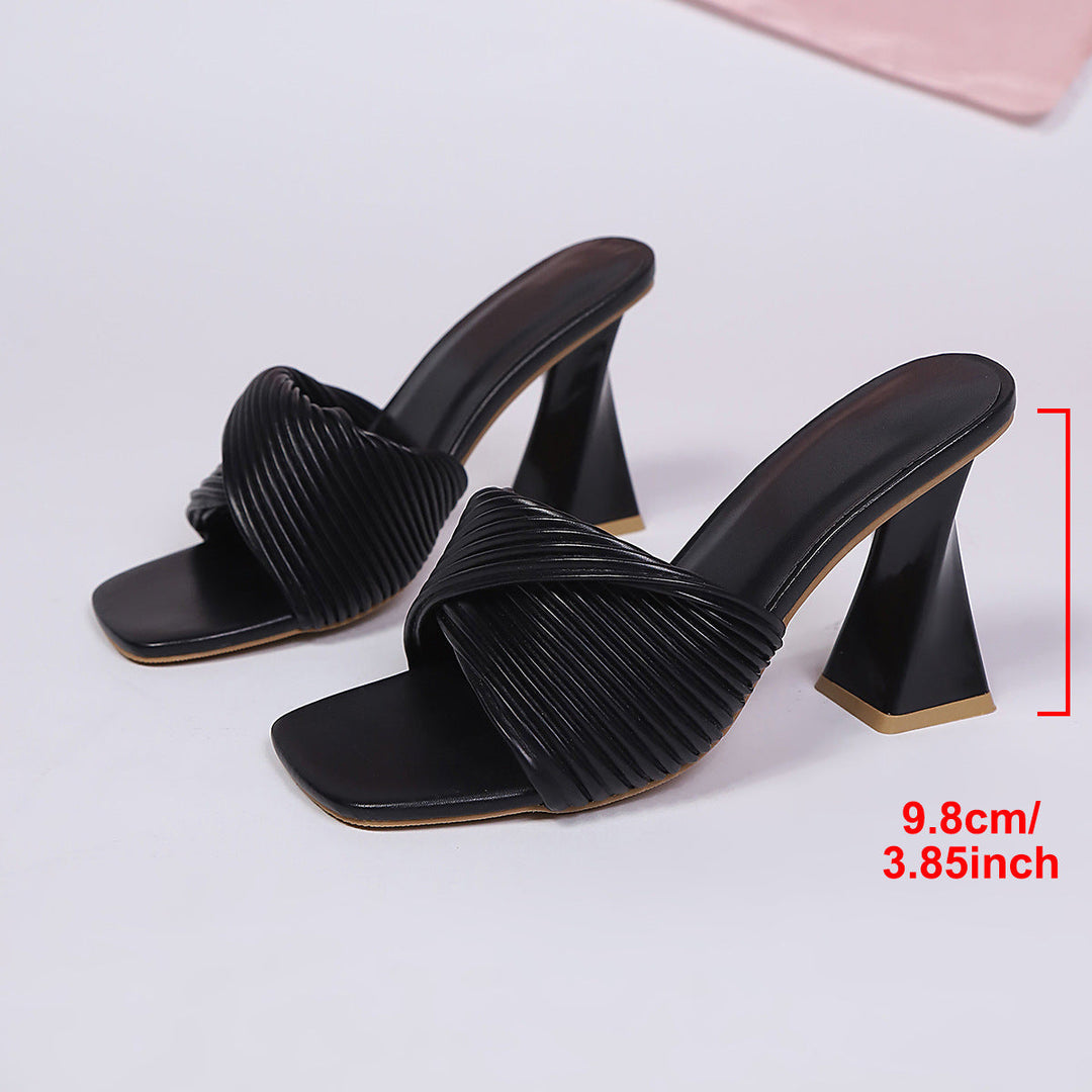 Damen Trendy Slipper mit strukturiertem Riemen und blockiertem Absatz Drune