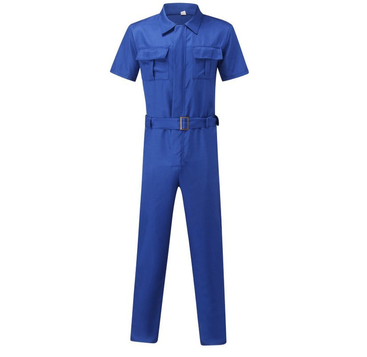 Herren nan Kurzarm-Arbeits-Overall mit Taillengürtel und Brusttaschen Drune