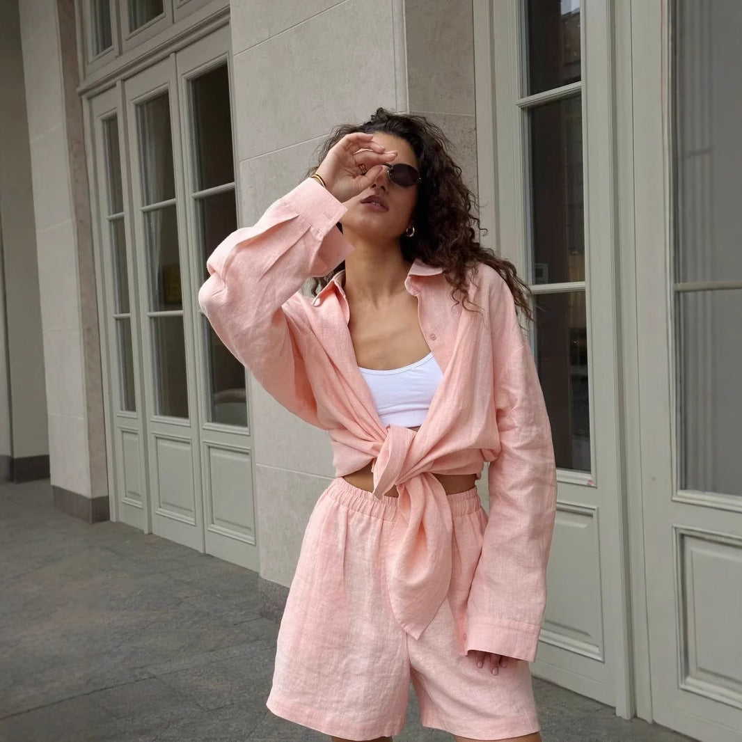 Damen Leichte Sommerschlaghose und Blazer Set Drune