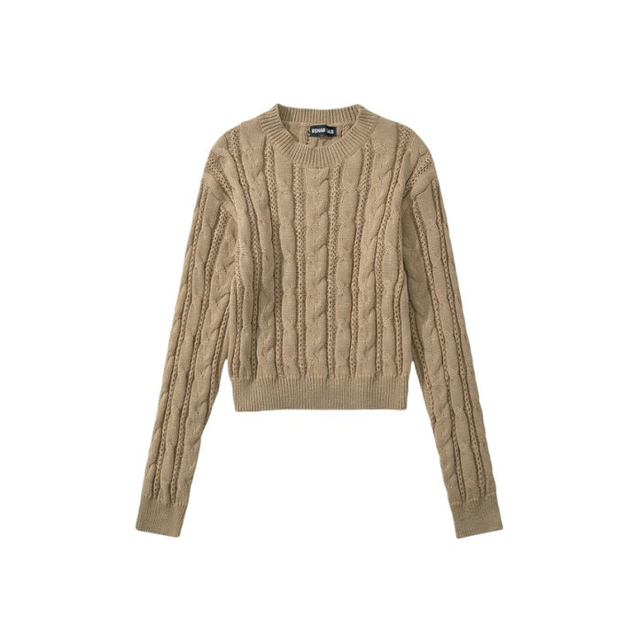 Damen modischer Strickpullover mit Kabelmuster und figurbetonendem Schnitt Drune