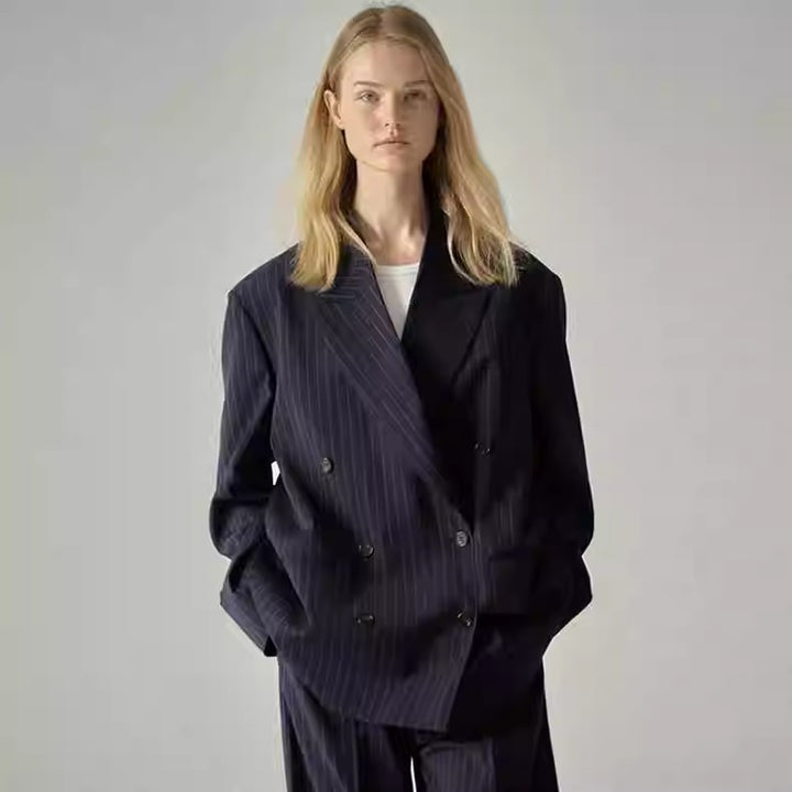Damen eleganter gestreifter Anzugblazer Drune