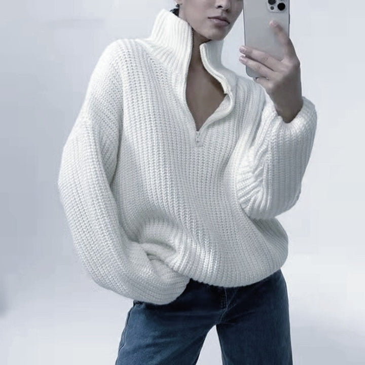 Damen Strickpullover mit Stehkragen Drune