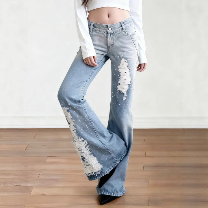 Damen Schlagjeans mit modischen Destroyed-Details und komfortablem Sitz Drune