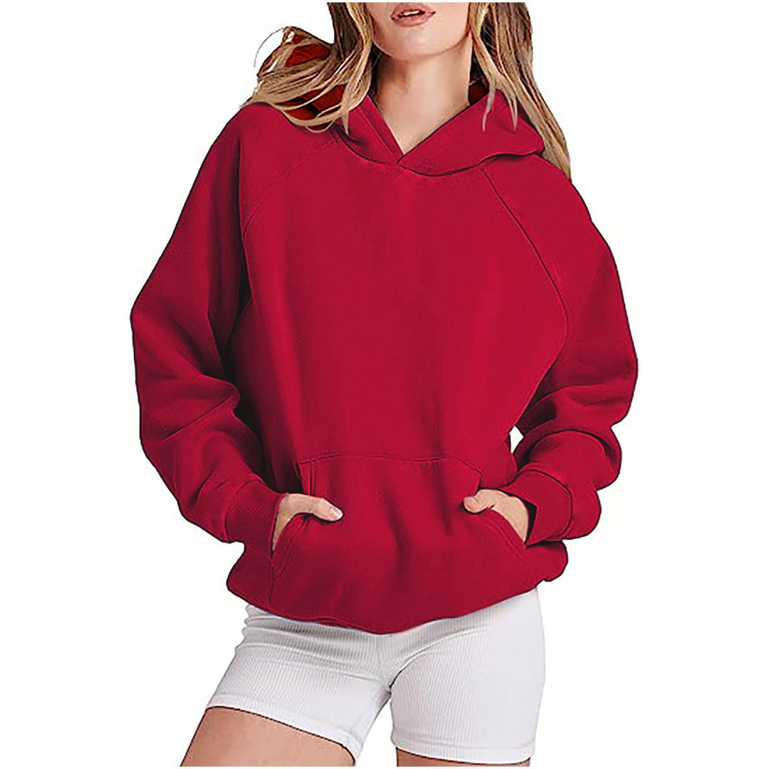 Damen lässiger Kapuzenpullover mit hohem Kragen und praktischen Taschen Drune