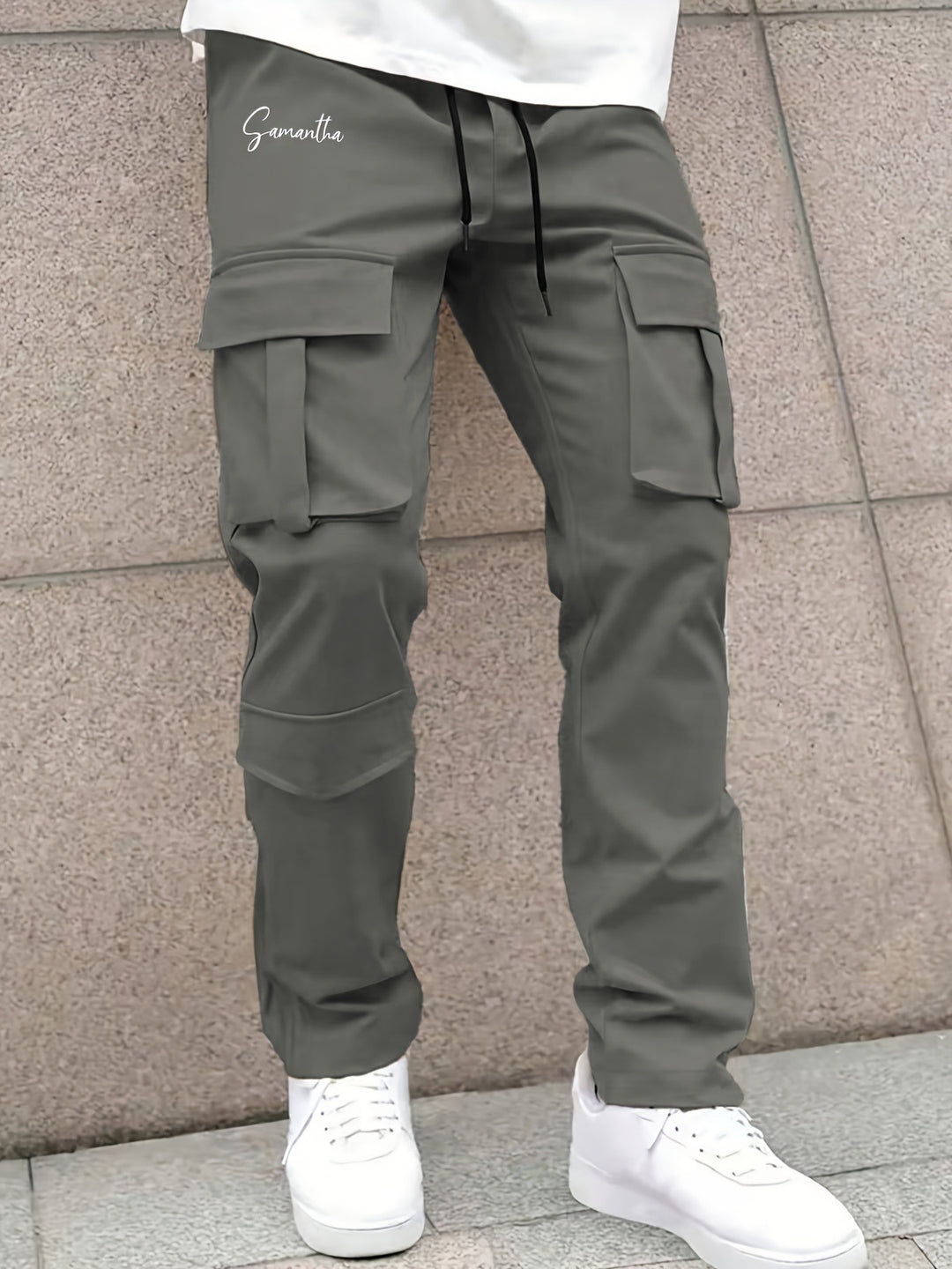 Herren Cargo-Hose mit vielseitigen funktionalen Taschen und elastischem Bund Drune