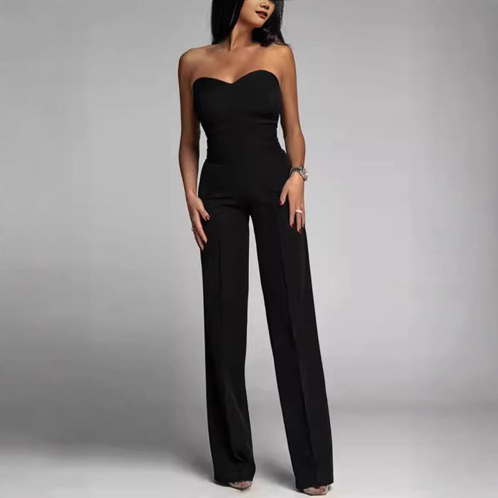 Damen Jumpsuit mit herzförmigem Ausschnitt und weitem Bein Drune