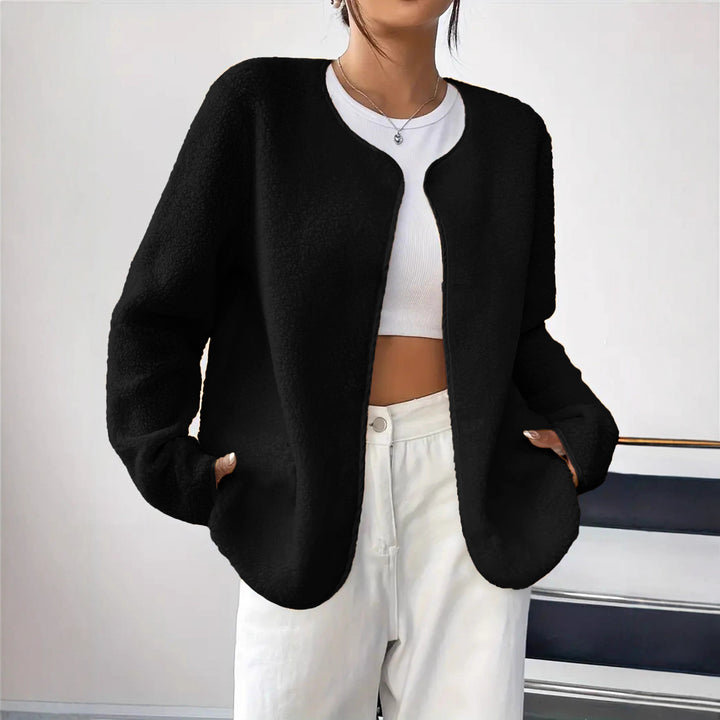 Damen lässige Fleecejacke mit offenem Schnitt und praktischen Taschen Drune