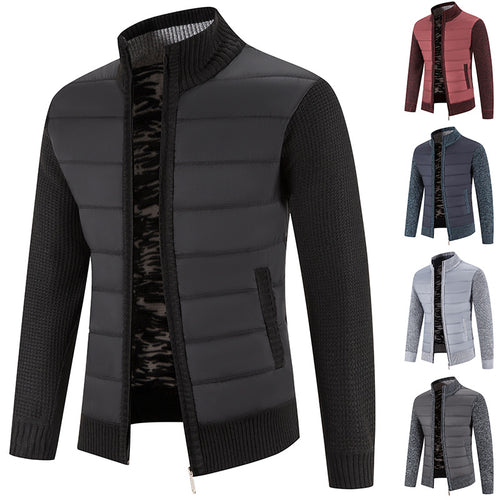 Herren nan Hybrid-Strick-Steppjacke mit wattierter Front, ergonomischen Strickärmeln und hohem Stehkragen Drune