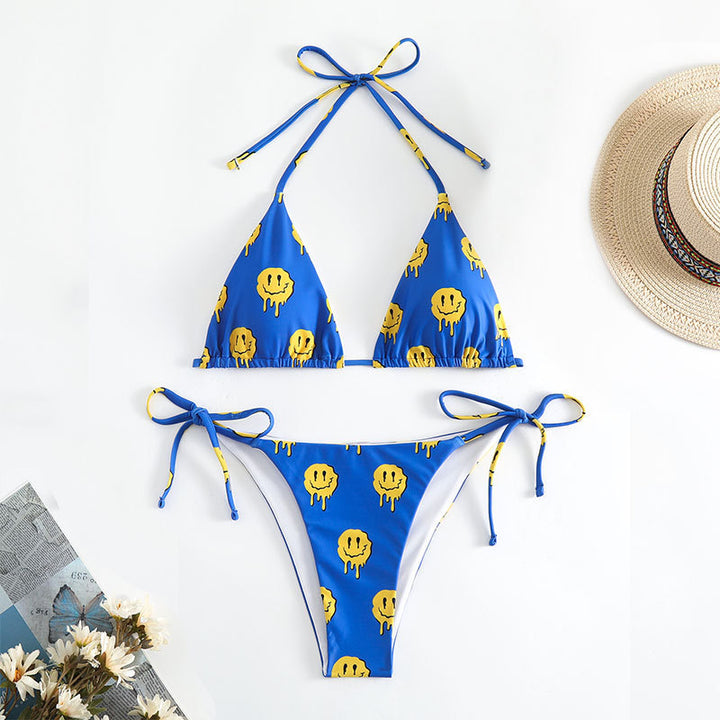 Damen Triangle-Bikini mit lässigem Smiley-Design Drune