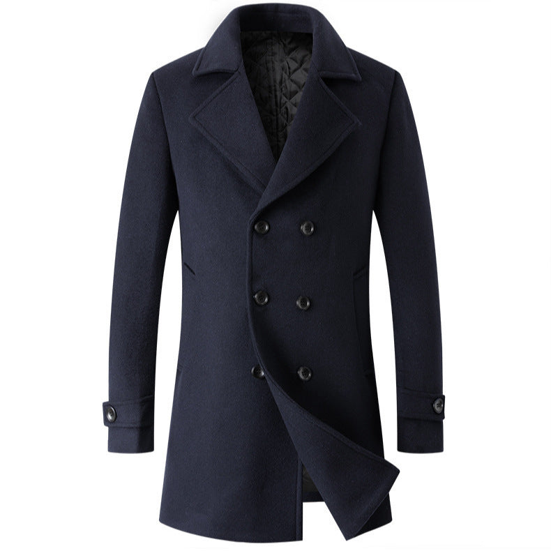 Herren stilvoller und eleganter Übercoat mit doppelter Knopfreihe Drune