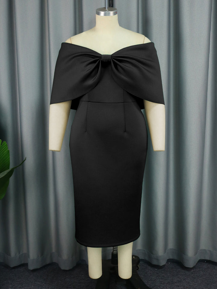 Damen Elegantes Midi-Kleid mit übergroßem Schleifen-Detail Drune