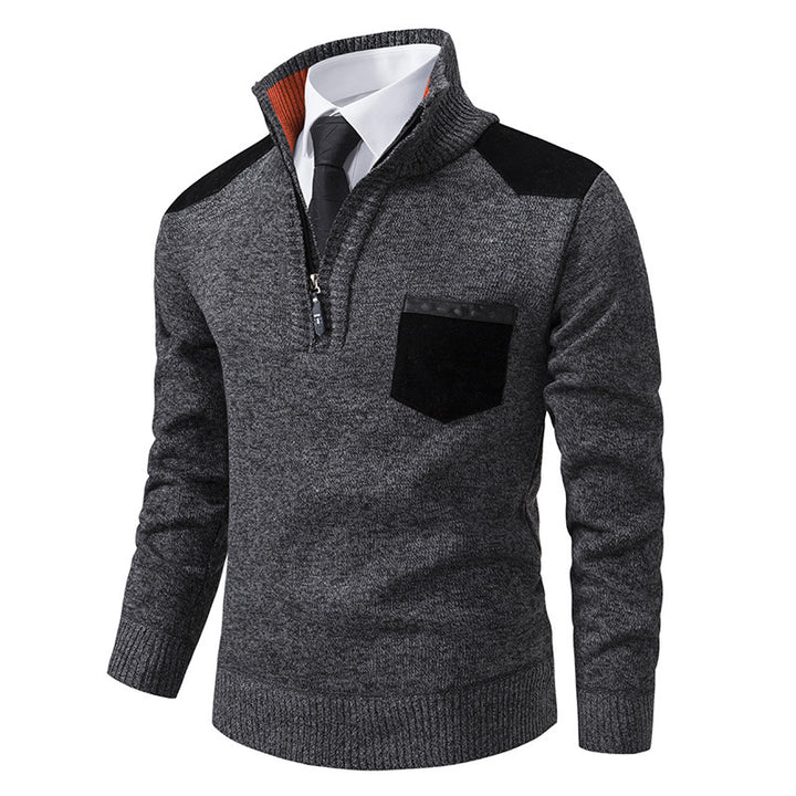 Herren lässiger Pullover mit halbem Reißverschluss und modernem Kragen Drune
