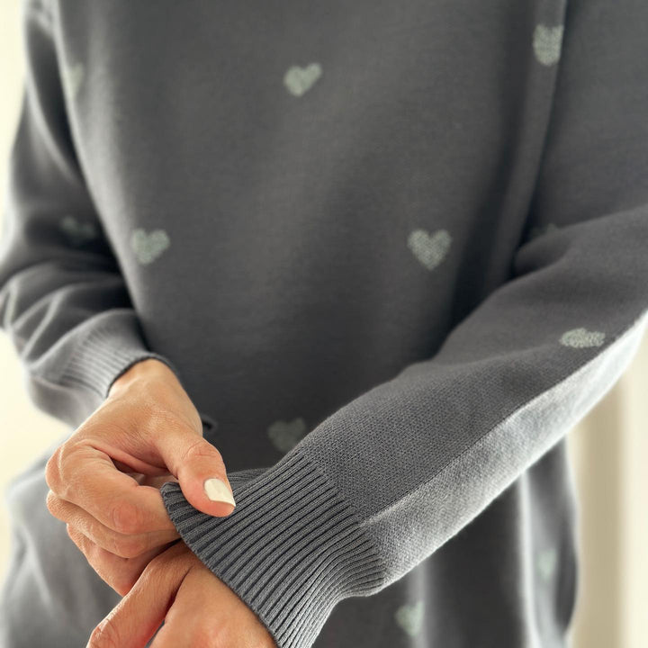 Damen herbstlicher Strickpullover mit Herzenmuster und komfortablem Schnitt Drune