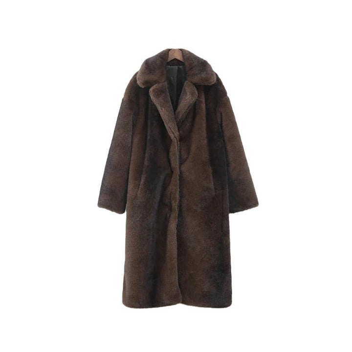 Damen Eleganter Kunstpelzmantel mit weichem Innenfutter Drune