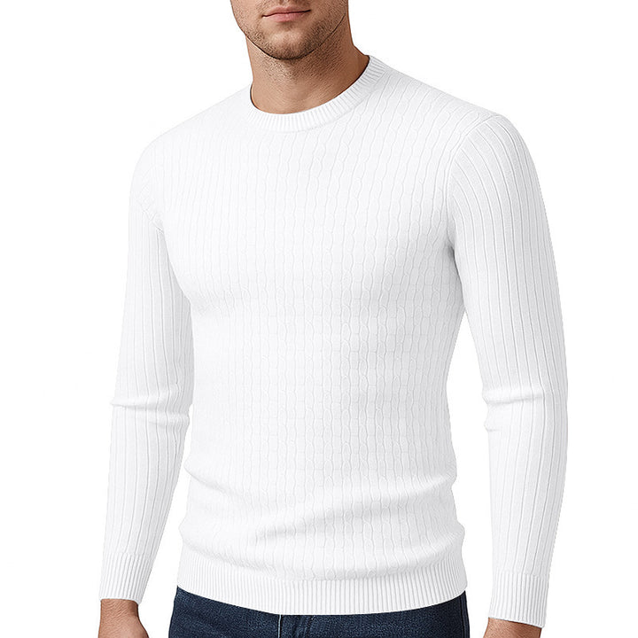 Herren modischer Strickpullover mit feinem Zopfmuster Drune