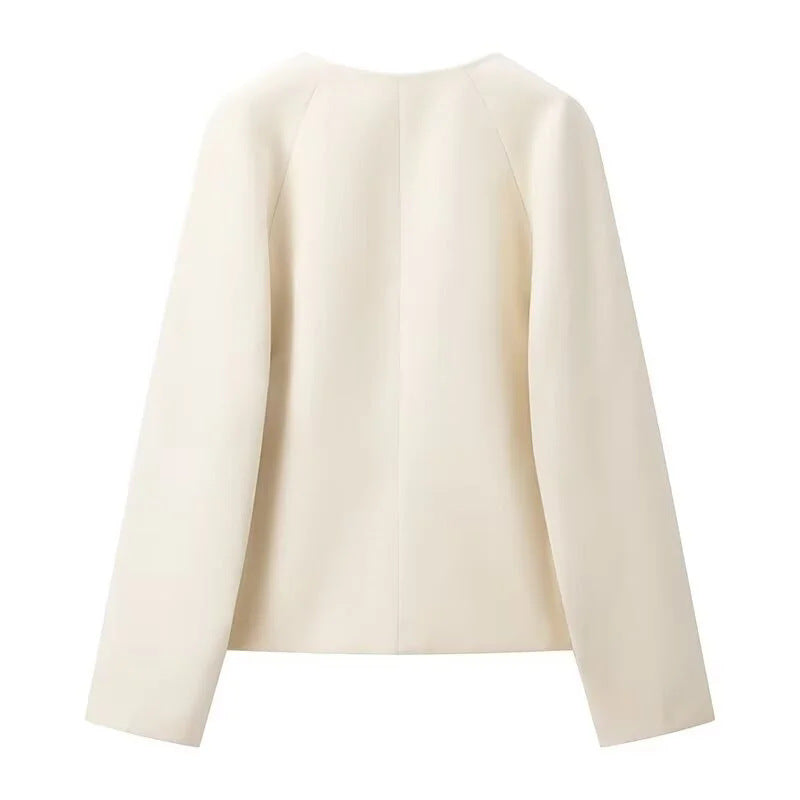 Damen elegante Kurzjacke mit praktischen Schnallenverschlüssen Drune