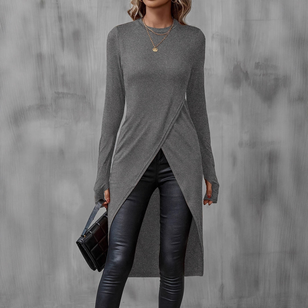 Damen Wickelkleid mit langem Arm und asymmetrischem Schnitt Drune
