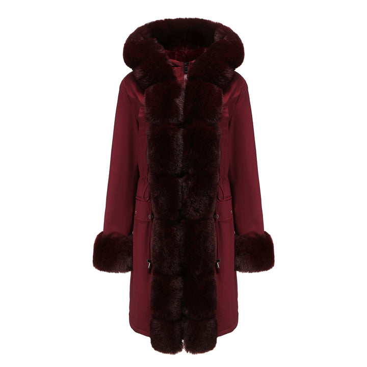 Damen elegante Parkajacke mit luxuriösem Kunstfellbesatz Drune