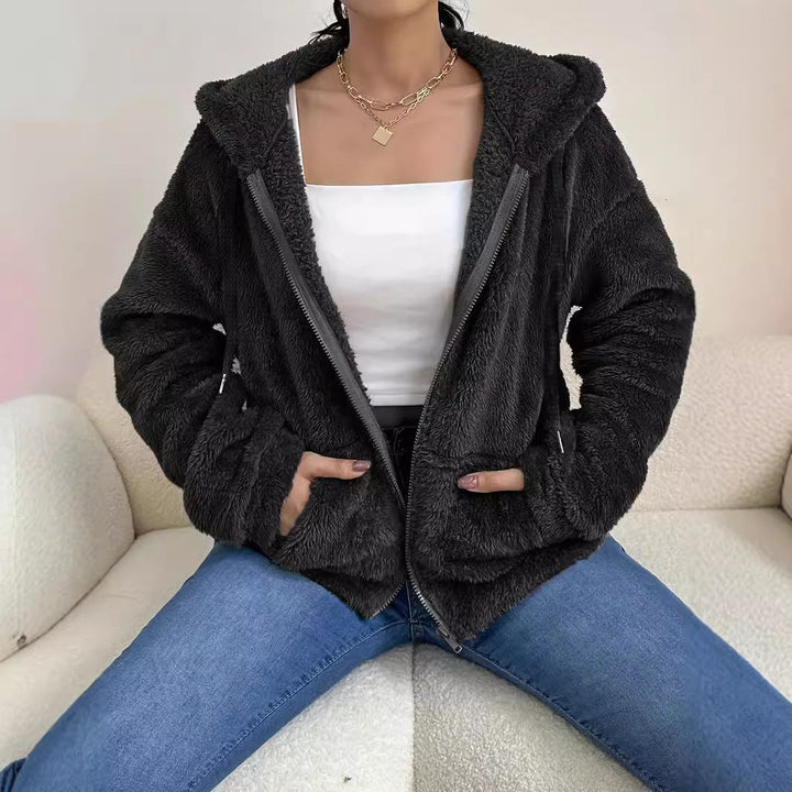 Drune | Damen Cozy Fleece Jacke mit Kapuze & Taschen