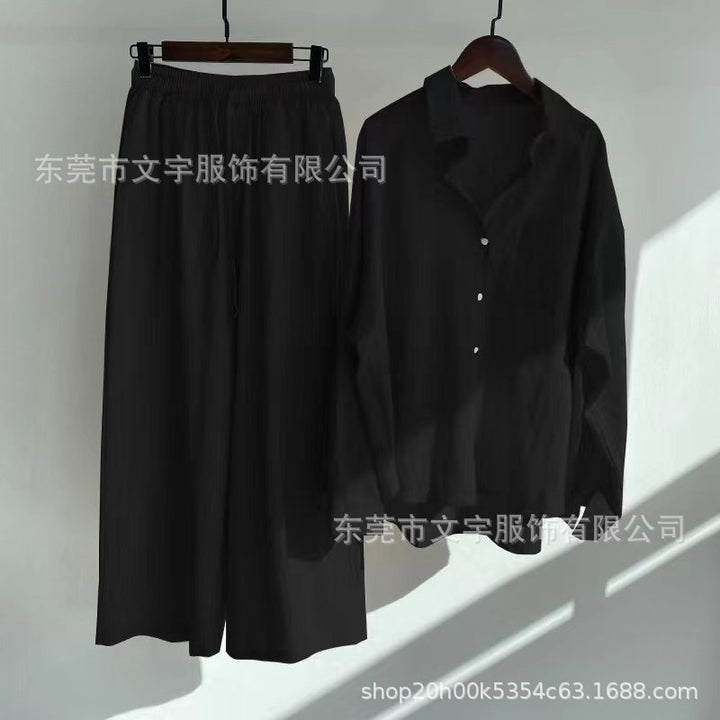 Damen lässiges Zweiteiliges Set aus locker sitzender Bluse und bequemen Hose Drune