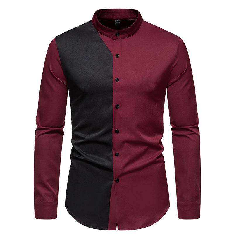 Herren elegantes Langarmhemd mit modernem Farbblockdesign Drune