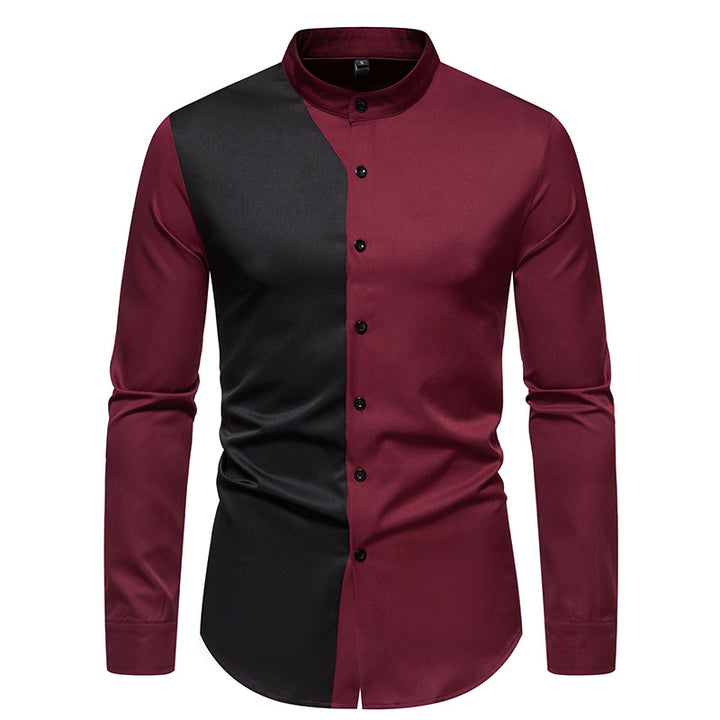 Herren elegantes Langarmhemd mit modernem Farbblockdesign Drune