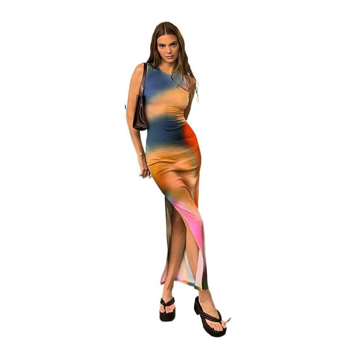 Damen Maxikleid im modernen Farbverlauf mit figurbetonter Passform Drune