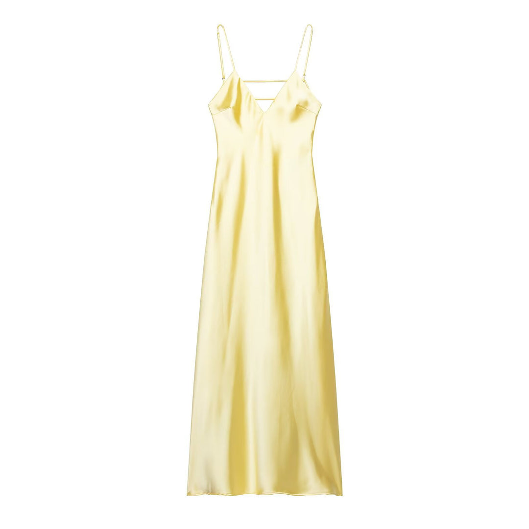 Femme Satin Slip Maxi Kleid mit verstellbaren Trägern Drune