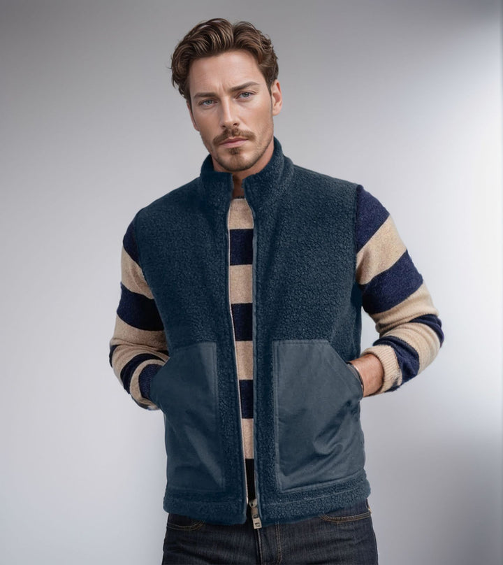 Herren kuschelige Fleecejacke mit hohem Kragen Drune