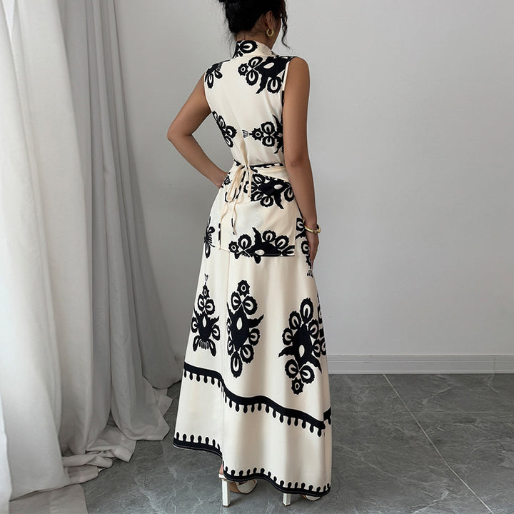 Damen Maxikleid mit einem modernen Wickeldesign und floralen Mustern Drune