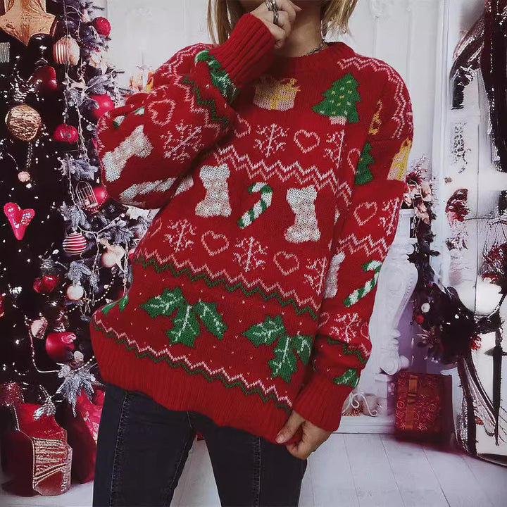 Damen Weihnachts-Pullover mit festlichem Weihnachtsdesign Drune