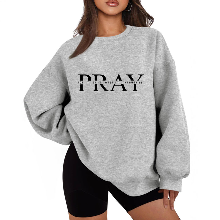 Damen Sweatshirt mit oversized Schnitt und inspirierendem Aufdruck Drune