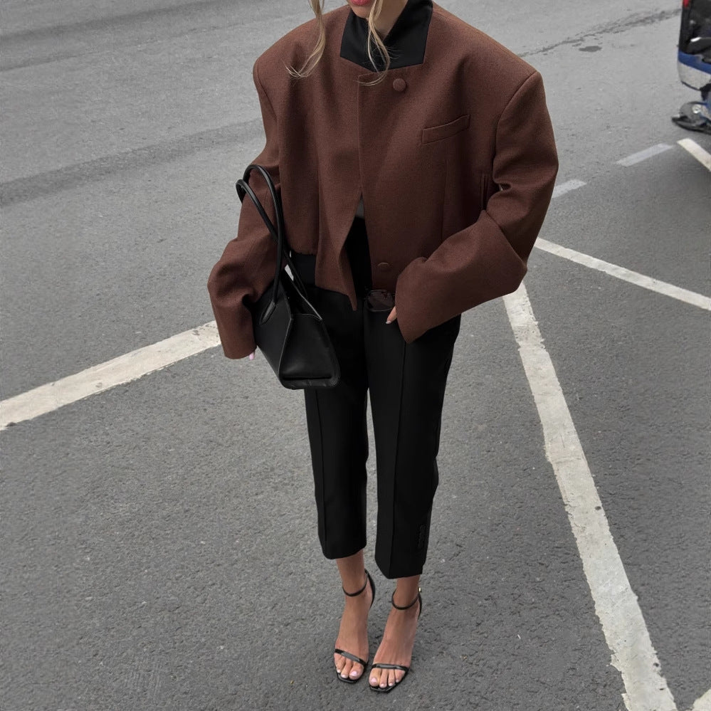 Damen modische Kurzjacke mit klassischem Schnitt Drune