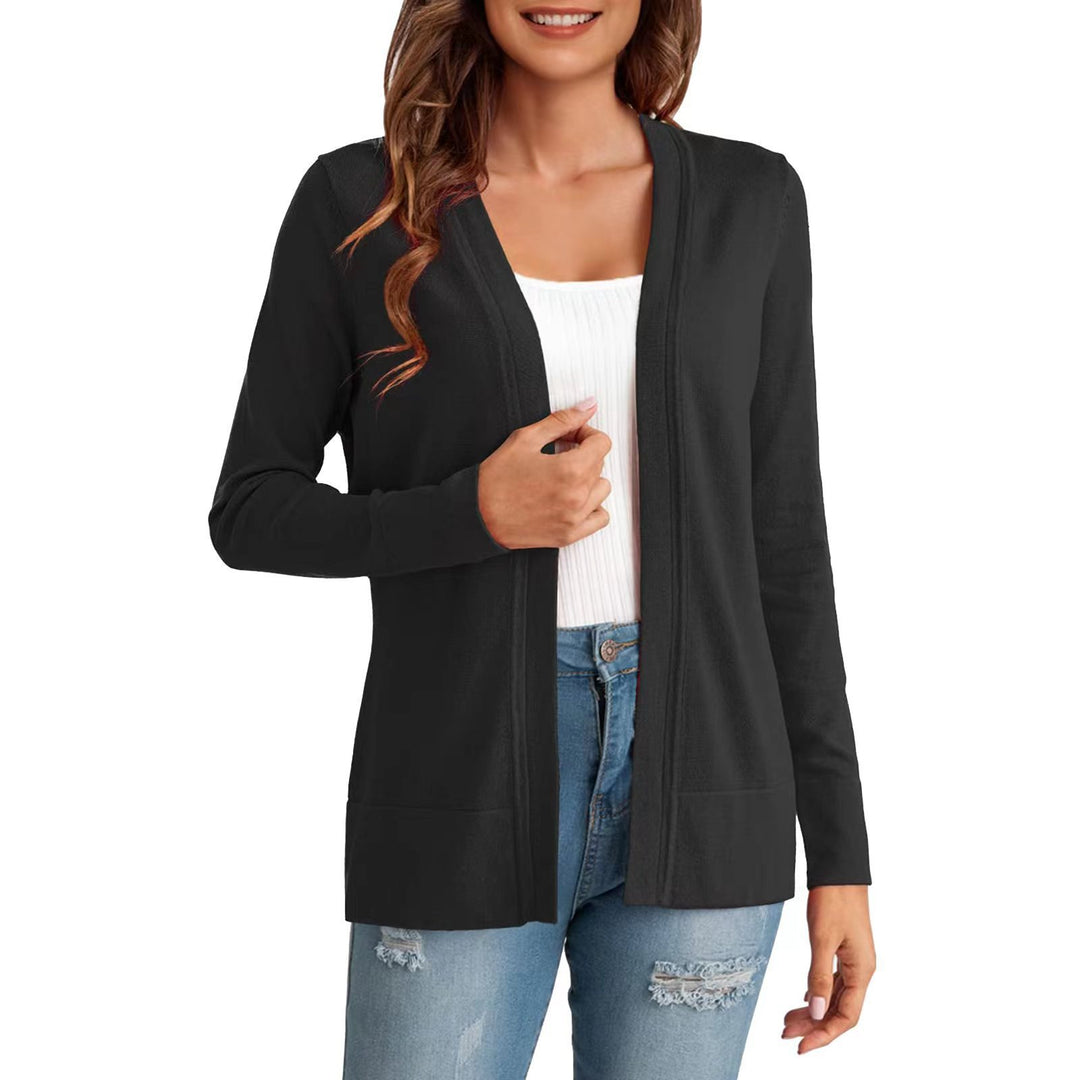 Damen Langarm Strickjacke mit offenem Design und praktischen Taschen Drune