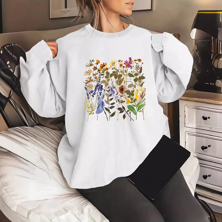 Damen Sweatshirt mit floralem Motiven und bequemer Passform Drune