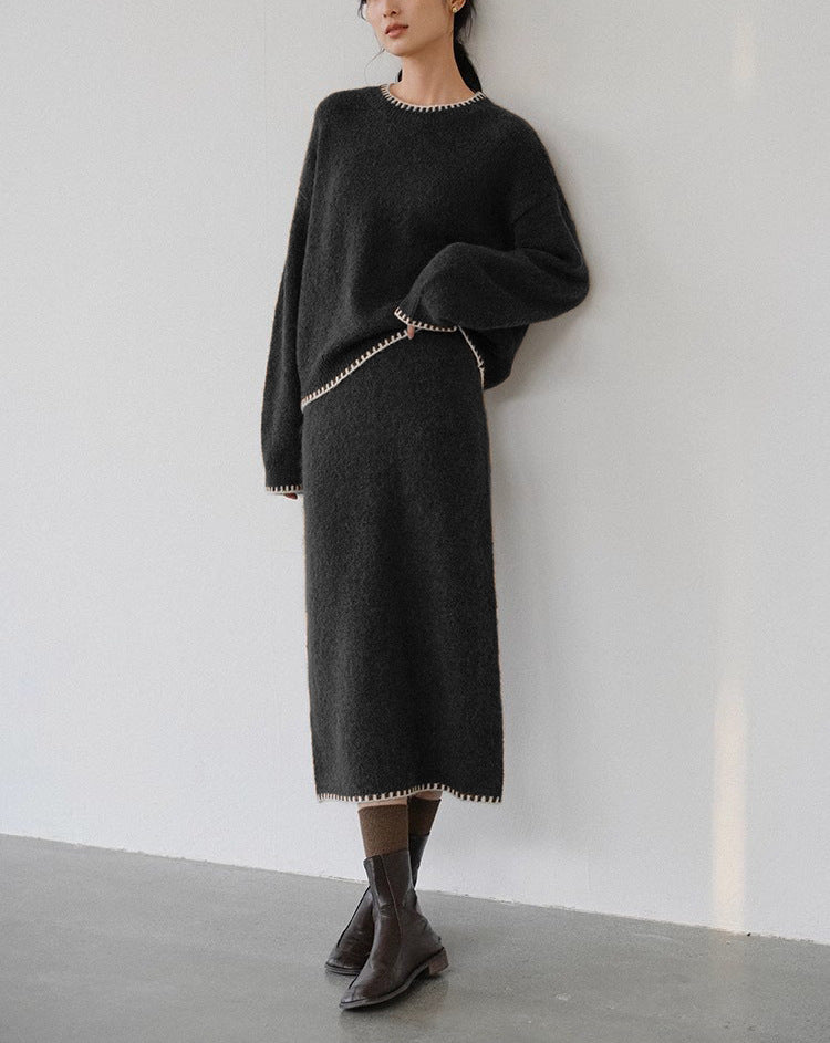 Damen Strickensemble mit lässigem Schnitt und dekorativen Details Drune