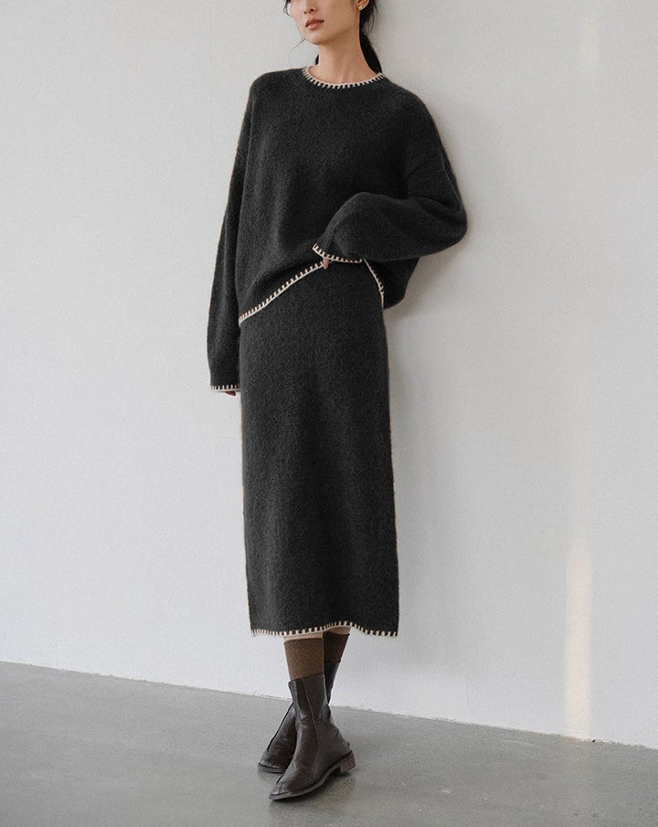 Damen Strickensemble mit lässigem Schnitt und dekorativen Details Drune