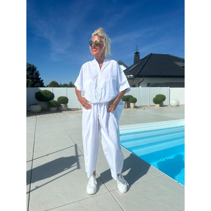 Damen komfortabler Jumpsuit mit elastischem Bund Drune
