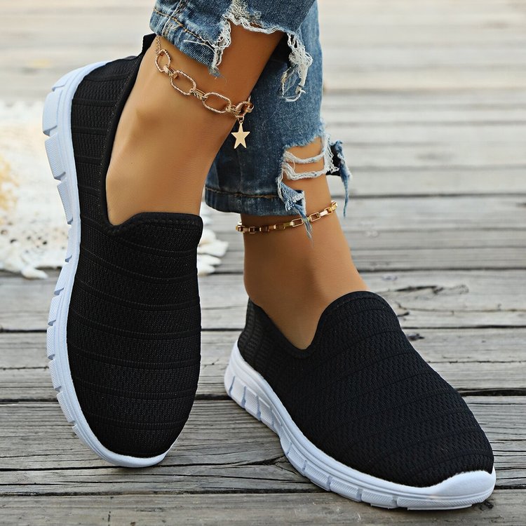 Damen Slip-On Sneakers mit atmungsaktiver Oberflächenstruktur und rutschfester Sohle Drune