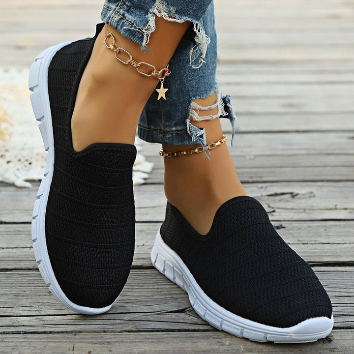 Damen Slip-On Sneakers mit atmungsaktiver Oberflächenstruktur und rutschfester Sohle Drune