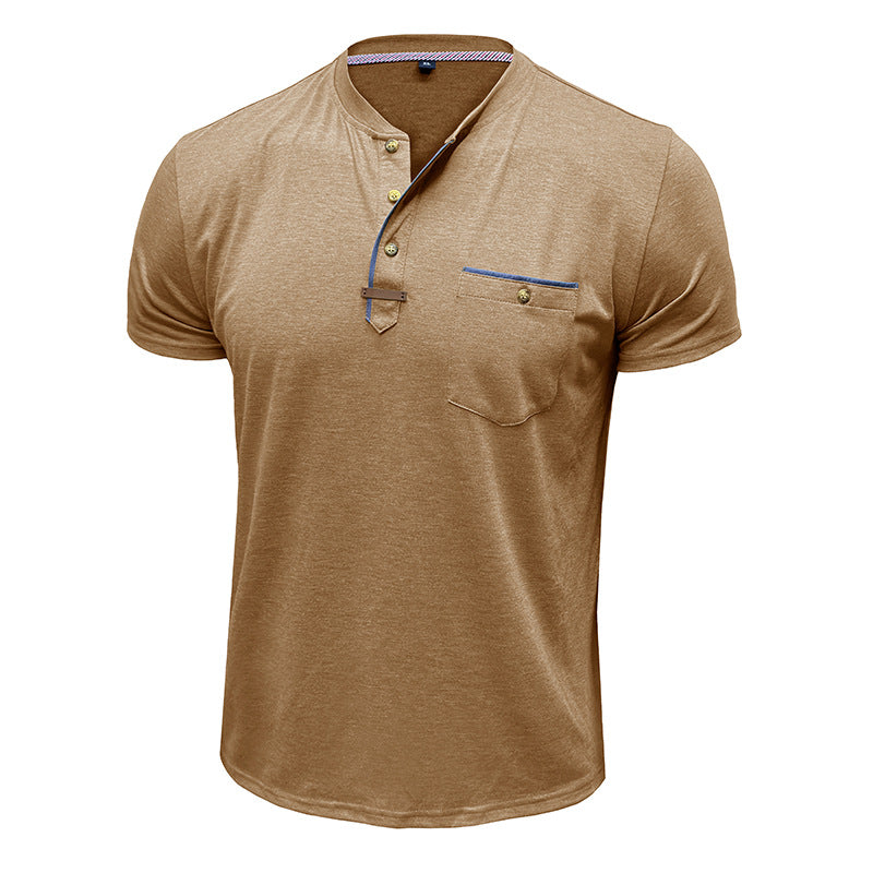Herren Kurzarm-Henley T-Shirt mit modischen Akzenten Drune